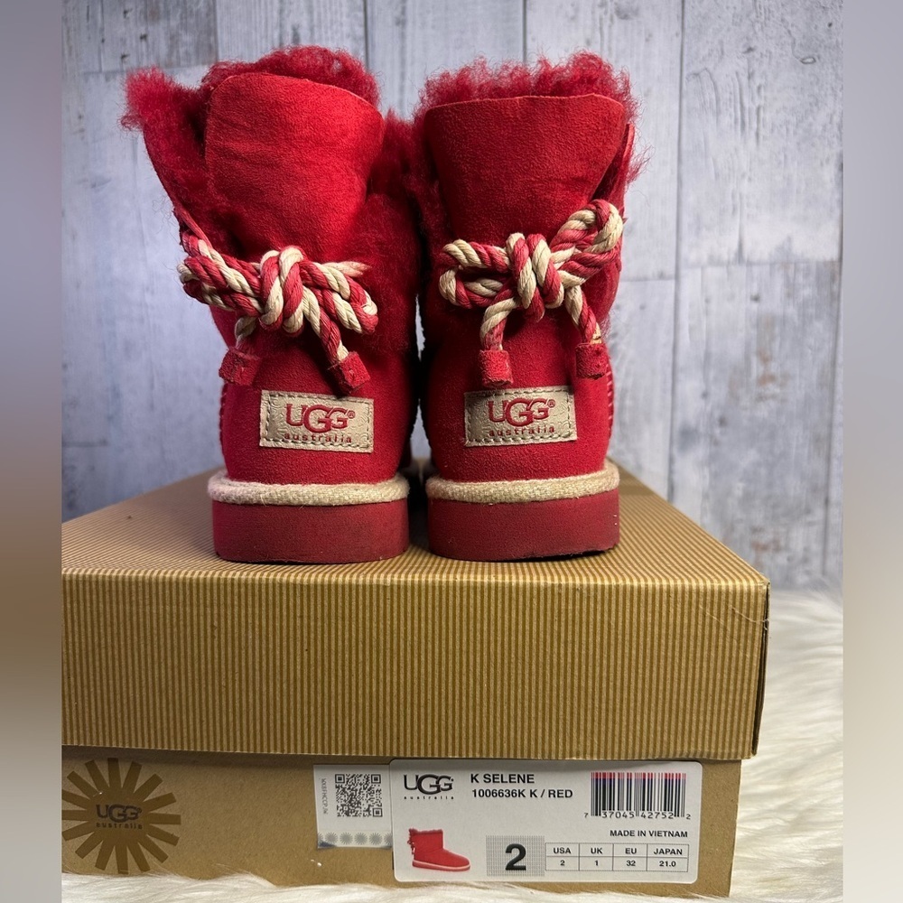 UGG kids selene bow winter boots in red